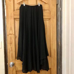 Sheer Black Handkerchief Hem Maxi Skirt
